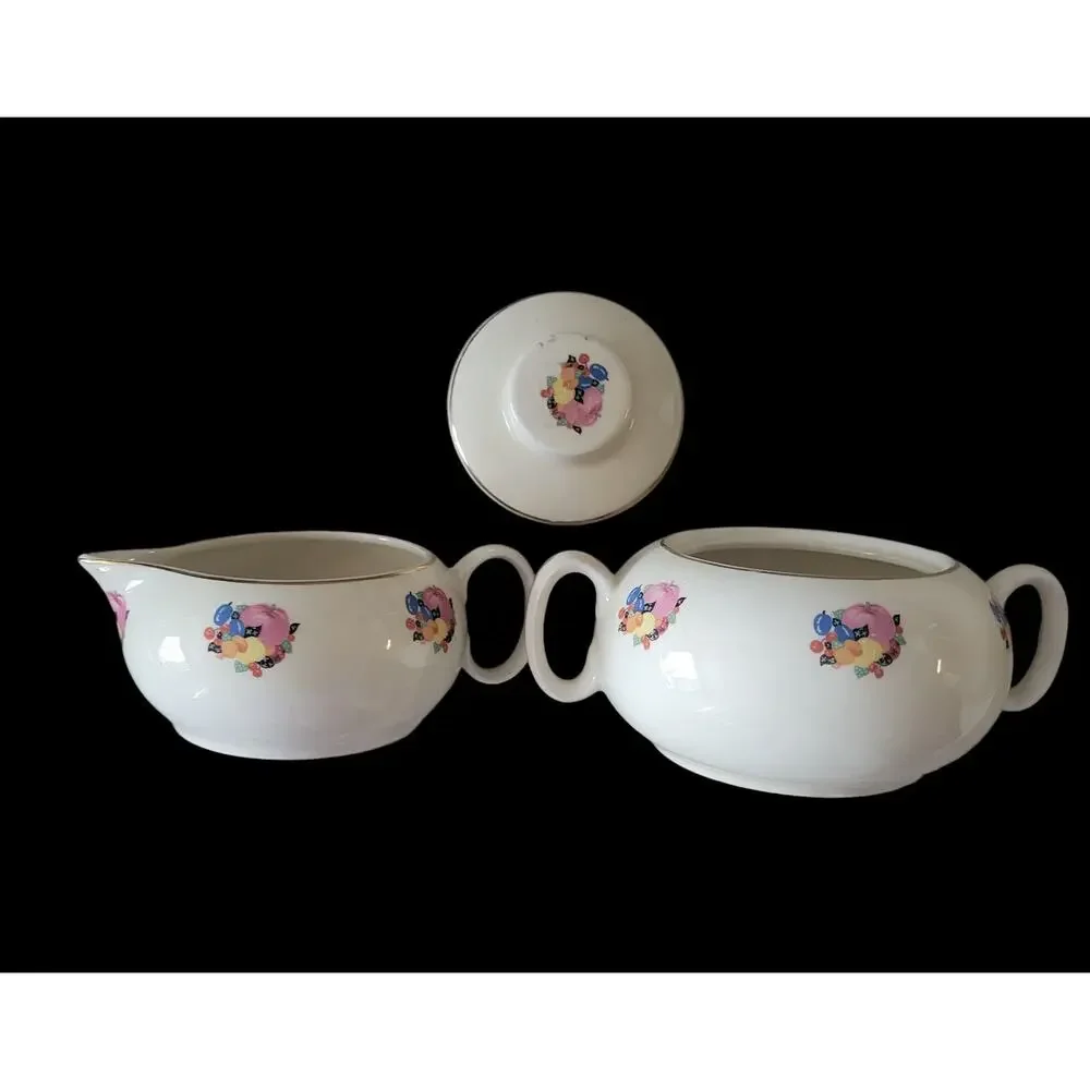 Vintage 30s Country Gentleman by Cavitt Shaw WS‎ George Sugar Bowl and Creamer